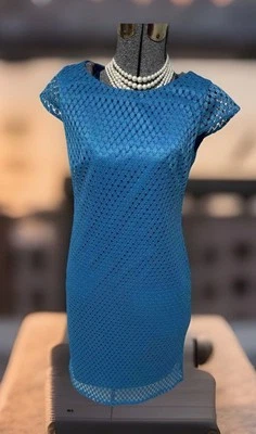 NUEVO Vestido Kasper Talla 8 Traje Funda Separada Sin Mangas Azul Aguamarina $99 Foto 1 de 4