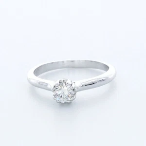 1/2ct G SI1 Round Natural Certified Diamonds 18k Gold Classic Side Stone Ring - Picture 1 of 7