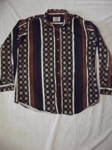 Vintage Mens Sears Roebuck Button Up Shirt Multi Colored Stripped Size Large - Picture 1 of 6