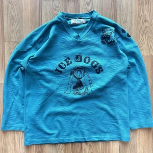 Early 90s Vtg Ice Dogs Hare #15 Blue Hockey Jersey (M) - Picture 1 of 7