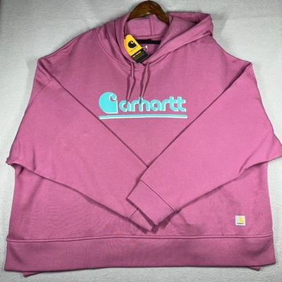 Carhartt Womens 3XL Tencel Fiber Loose Fit Fall Graphic Hoodie Pink Sweatshirt - Image 1 of 4