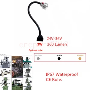 Flexible CNC Mill Machine LED Lamp 3W Working Waterproof Fixed Base Light Arm - Picture 1 of 9