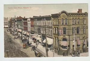 Newark Ohio Postcard South Side Place Store Fronts Horse and Buggies Unposted - Picture 1 of 2