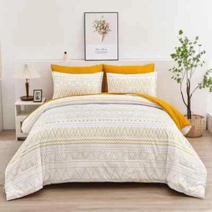 Comforter Set King Size 7Pc Bed in A Bag Grey White Comforter Geometric Bohemian - Picture 1 of 33