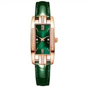 Fashion Quartz Golden Green Roman Numerals Dial Rhinestone Wrist Watch Women New - Picture 1 of 6