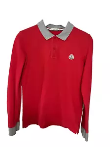 MONCLER boy polo 152cm Red Long sleeve 11-12 years - Picture 1 of 9