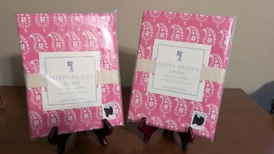 PAIR Pottery Barn Kids Pink w/White Paisleys Std Pillow Sham 100% Cotton 29 x 20 - Image 1 of 4