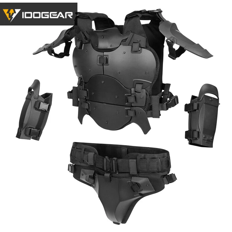 IDOGEAR Tactical Vest MOLLE Protective Armor Suit w/ Elbow Pads Buckle Belt Gear - Image 1 of 4