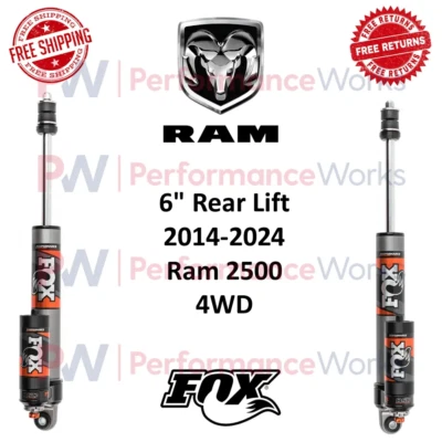 Par de Amortiguadores Ajustables Fox 2.5 Performance Elite 6" Elevador Trasero Para 14-24 Ram 2500 4x4 Foto 1 de 4