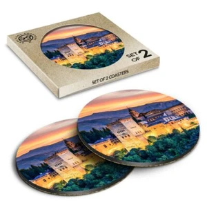 2 x Boxed Round Coasters - Alhambra of Granada Spain #44059 - Picture 1 of 7