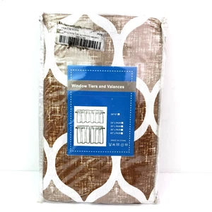 Caromio Home Brown Taupe Geometric Kitchen Window Tiers and Valances Set - Picture 1 of 4