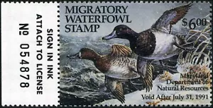 MARYLAND #17 1990 SELLO DE PATO ESTATAL CUERNO MENOR por Carla Huber - Imagen 1 de 1