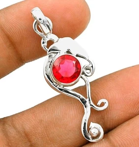 Colgante de turmalina rubelita natural de plata de ley 925 - Imagen 1 de 1