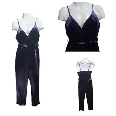 Lulus Kylinna Velvet Sleeveless Jumpsuit Women's M Navy Blue Christmas Holiday - Image 1 of 4
