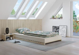 Niederflurbett metallfrei 100x200 Futon metallfrei Lattenrost Fichte unbehandelt - Bild 1 von 11