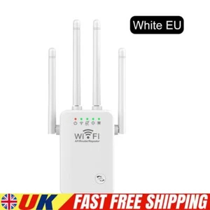 WiFi Extender Booster 2.4 GHz 300Mbps Easy Setup 4 Antenna Long Range (White EU) - Afbeelding 1 van 8