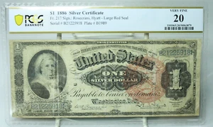1886 $1 Silver Certificate Large Red Seal Fr.217 PCGS F20 No Comment #5918 - Picture 1 of 2