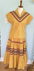 Vintage 50er Jahre gelbes Rock Set mit Bric-a-Brac SS Top / Full Midi Rock Gr. M - Bild 1 von 11