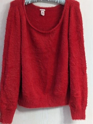 Victoria's Secret размер L красный пушистый длинным рукавом вязаный лодка шеи свитер женщин - Изображение 1 из 4