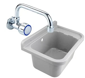 Ausgussbecken Kunststoff mit Wandarmatur Waschschale Waschbecken  - Bild 1 von 2