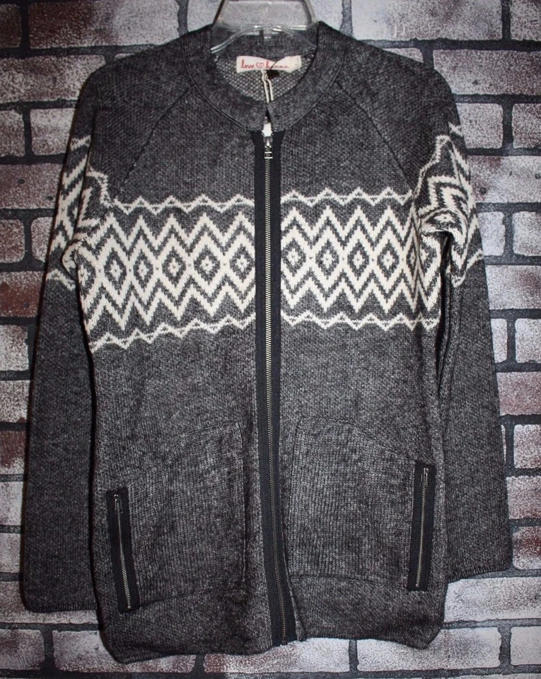 Cárdigan pequeño con cremallera nórdica blanco negro Hanna Andersson para mujer nuevo con etiquetas Foto 1 de 1