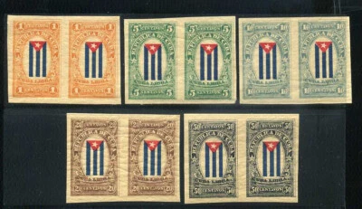 1874 Spanish Colony Libra Error Imperforate Unissued Set Pairs MNH 5A5 6 - Image 1 of 2