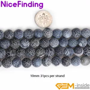 10mm Crackle Agate Round Loose Gemstone Beads Jewelry Making Strand 38-40pcs DIY - Picture 1 of 33