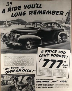 1939 Vintage Oldsmobile Ad - A RIDE YOU'LL LONG REMEMBER! - Picture 1 of 2