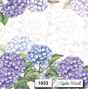 (1933) ZWEI individuelle Papier LUNCHEON Decoupage Servietten - HORTENSIE BLÜTEN BLUME - Bild 1 von 2