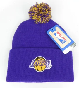 Los Angeles Lakers NBA Vintage Lila Strick Retro mit Bommel Beanie Mütze Neu! - Bild 1 von 3