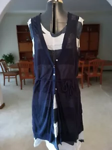 LEE MATHEWS LAYERING PIECE, navy 100% linen vest, size M, BNWOT, auth - Picture 1 of 12