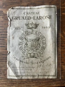 VINTAGE 1959 WINE BOTTLE LABEL CHATEAU GRUAUND-LAROSE - Picture 1 of 2