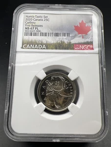 2020 25c Canada Twenty Five Cent Quarter Caribou Coin NGC MS67 PL - Picture 1 of 9