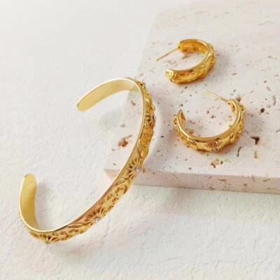 Joyería Brazalete/Pendientes Mujer Sol Luna Estrella Celestial Circón Cúbico Chapado Foto 1 de 4