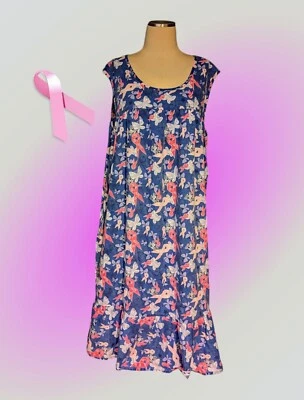 ANTHONY RICHARDS Mujer’s House Vestido Camisón Azul Rosa Plus 1X CÁNCER DE MAMA  Foto 1 de 4