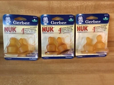 3 Packs Gerber Nuk Orthodontic Nipples Size 1 Slow Flow Newborn (2004) 02510 - Image 1 of 2