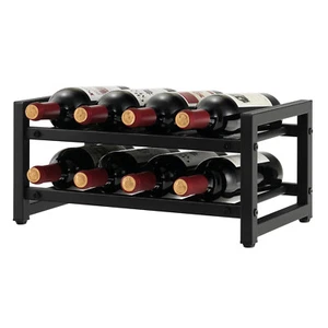 2 Tier Wine Display Storage Holder Countertop Metal Shelf 8 Bottle Wine Rack - Picture 1 of 8