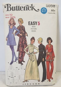 VTG Butterick 5993 Sewing Pattern Misses Size 10 One-piece Dress Pants 1980s? - Picture 1 of 10