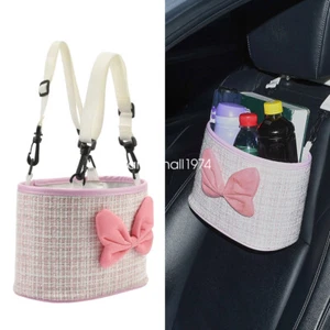 Car Seat Back Pouch Bottle Bag Storage Organizer Handbag with Bowknot Pink - Picture 1 of 8
