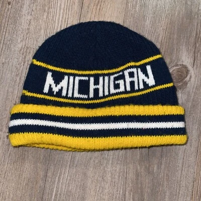 Michigan Wolverines Beanie Knit Hat Ski Cap 80s College University Men’s USA - Image 1 of 4