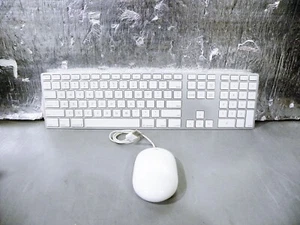 Apple A1243 Wired USB Aluminum Full Keyboard W/ A1152 Apple Mouse Bundle TESTED - Picture 1 of 6