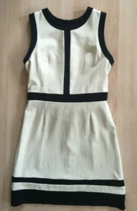 Milly Size M Dress Italian fabric USA-made Ivory with Black Trim Sleeveless - Picture 1 of 7