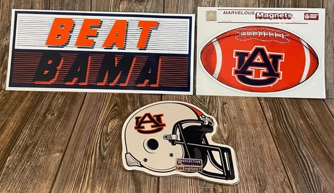 Brand New Auburn Tigers Set of 3 Large Sized Logo Magnets Including Beat Bama Cover