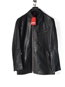 Diesel Herren Lederjacke Mantel Biker Jacke Gr. M Schwarz Neu mit Etikett  - Bild 1 von 7