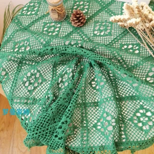 Vintage Crochet Lace Tablecloth Rectangular Hollow Doily Tassel Table Cover - Picture 1 of 15