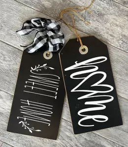 Welcome Sign Home Sweet Home Hanging Front Door Buffalo Plaid Handmade 14” - Picture 1 of 3