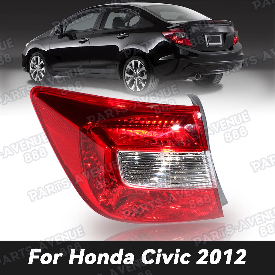 Luz trasera exterior del lado del conductor para Honda Civic 2012 sedán sin bombilla Foto 1 de 4