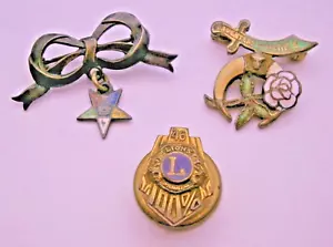 Pin de cinta de estrella oriental esterlina, pin de solapa de leones y pin de hijas del Nilo - Imagen 1 de 7