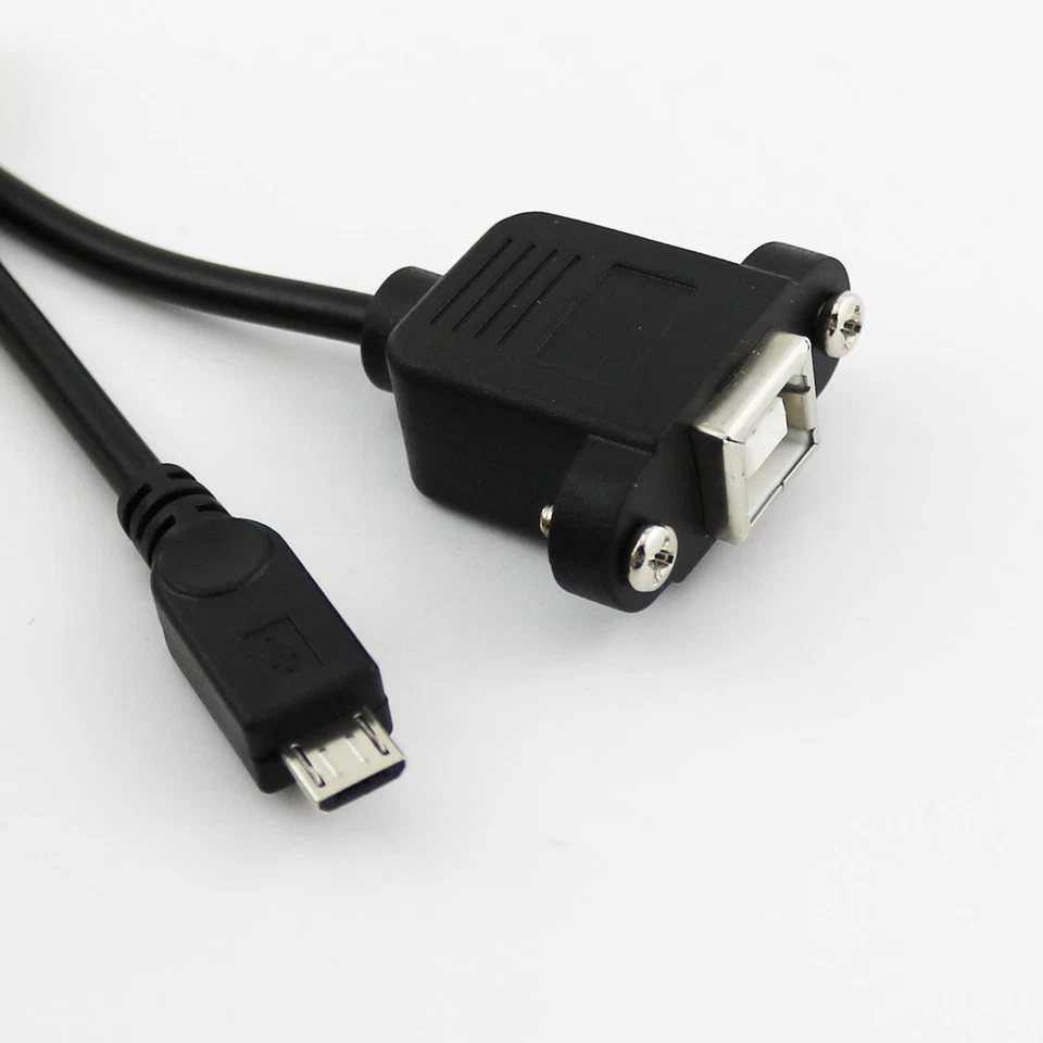 10pcs Micro USB 5 Pin Male to USB 2.0 B Female Socket Printer Panel Mount Cable - Image 1 of 1