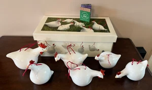 Les Poules Boules De Catherine Hunter Ceramic Chicken Ornaments Boxed Set of 6 - Picture 1 of 11